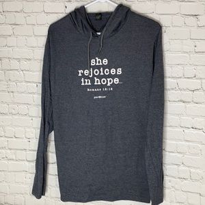 Kerusso Grace & Truth Christian light weight hoodie “She Rejoices in hope”
